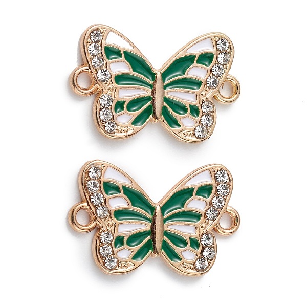 

PandaHall Alloy Enamel Connector Charms, Butterfly Links with Crystal Rhinestone, Light Gold, Cadmium Free & Nickel Free & Lead Free, Green...