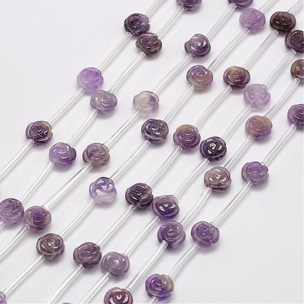 PandaHall Natural Amethyst Beads, Rose, 10x5~9mm, Hole: 1mm Amethyst Flower