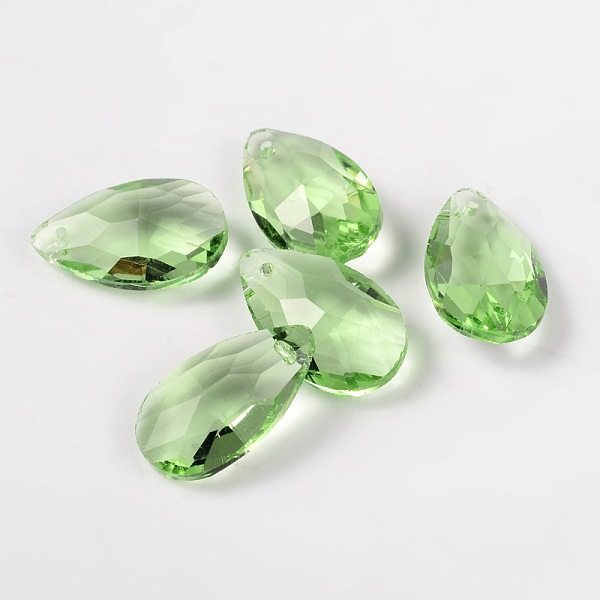 

PandaHall Faceted Teardrop Glass Pendants, Pale Green, 22x13x7mm, Hole: 1mm Glass Teardrop