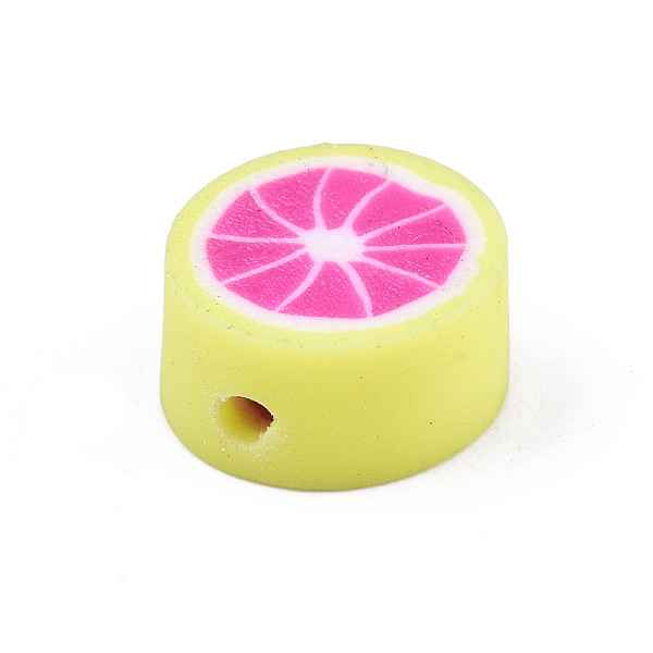

PandaHall Handmade Polymer Clay Beads, Grapefruit, Fuchsia, 9~10x4~5mm, Hole: 1.5mm Polymer Clay Fruit Pink