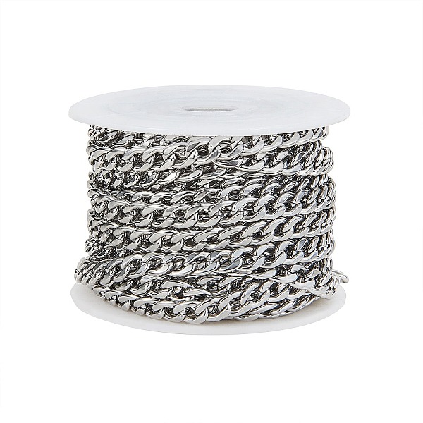 

PandaHall 304 Stainless Steel Curb Chains, Unwelded, with Spool, Stainless Steel Color, 6mm, 5m/roll 304 Stainless Steel