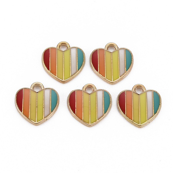 

PandaHall Alloy Enamel Charms, Cadmium Free & Nickel Free & Lead Free, Rainbow Color, Heart, Light Gold, Colorful, 13x13x2mm, Hole: 1.8mm...