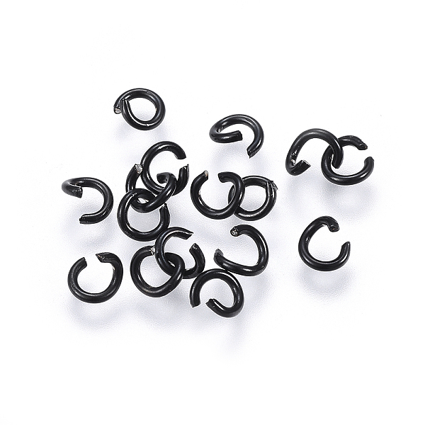 

PandaHall 304 Stainless Steel Jump Rings, Open Jump Rings, Electrophoresis Black, 5x1mm, about 3mm inner diameter 304 Stainless Steel Ring