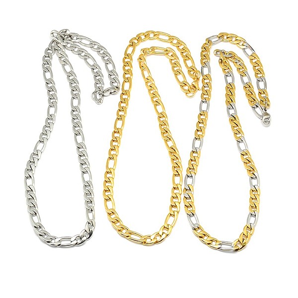 

PandaHall Fashionable 304 Stainless Steel Figaro Chain Necklaces for Men, with Lobster Claw Clasps, Mixed Color, 19.88 inch~21.65 inch...