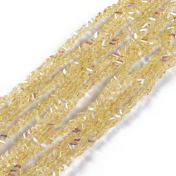 

PandaHall Electroplate Glass Beads Strands, AB Color Plated, Triangle, Champagne Yellow, 2.2~3x3~4.7x2~3mm, Hole: 0.7mm, about...