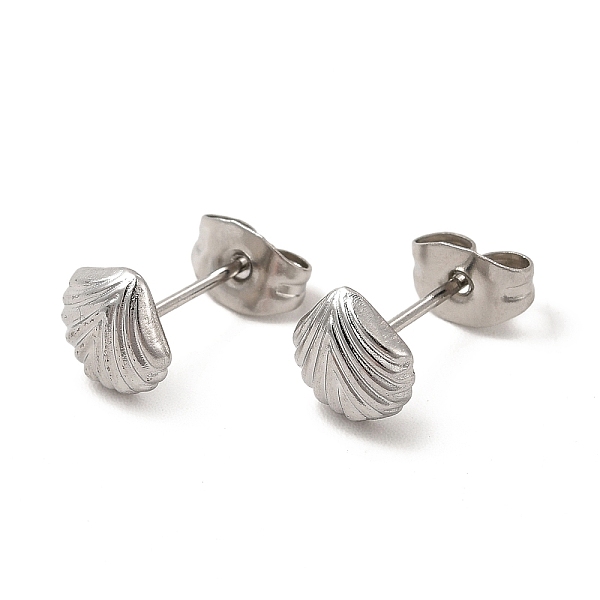 

PandaHall 304 Stainless Steel Shell Shape Stud Earrings for Women, Stainless Steel Color, 7x7mm, Pin: 0.8mm 304 Stainless Steel Shell Shape