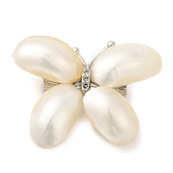 

PandaHall Butterfly Natural White Shell Brooches, with Brass Pins, for Women, Platinum, 27x37x7.5mm Shell Butterfly