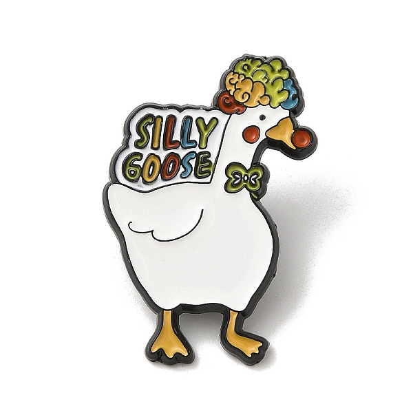 

PandaHall Cartoon Goose Theme Enamel Pin, Electrophoresis Black Zinc Alloy Brooch, Goose, 29.5x20x1.5mm Alloy+Enamel Goose White