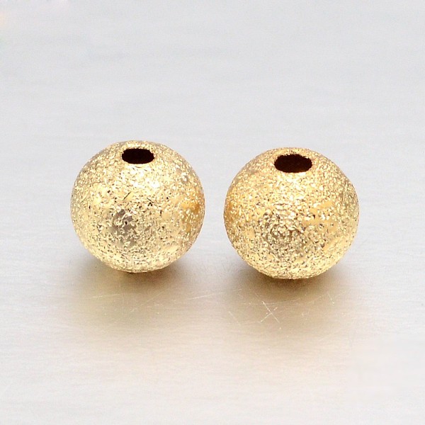 

PandaHall Real 18K Gold Plated Brass Textured Round Beads, Lead Free & Cadmium Free & Nickel Free, 4mm, Hole: 1mm Brass Round