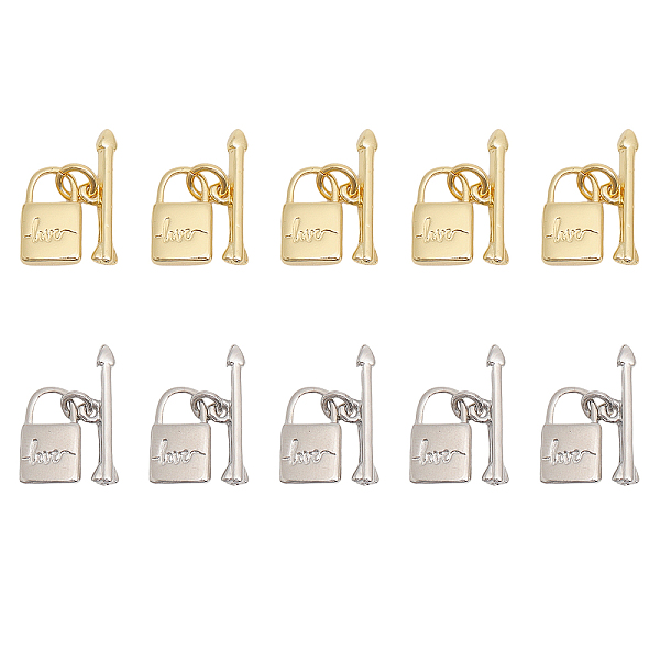 

PandaHall CHGCRAFT 10Sets 2Colors Lock and Arrow Shape Rack Plating Brass Toggle Clasps for Necklace Bracelet Jewelry Making, Platinum...