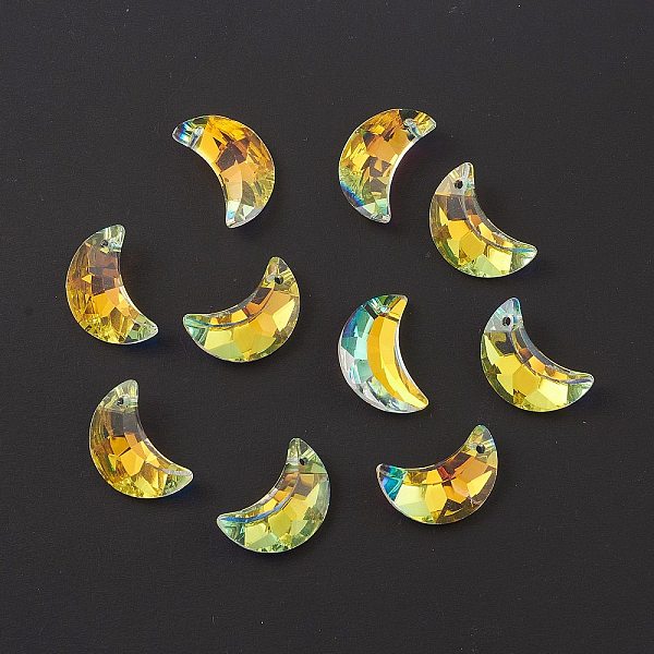 

PandaHall Electroplate Transparent Glass Pendants, Back Plated, Faceted, Crescent Moon Charms, Clear, 20x13x6mm, Hole: 1.2mm Glass Moon...