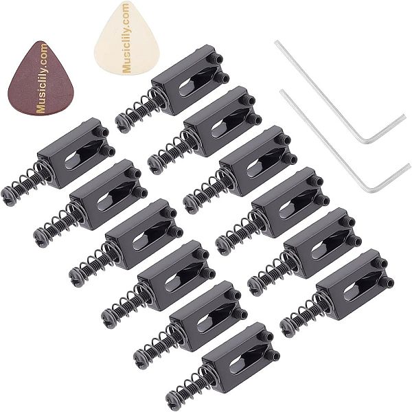

PandaHall Fingerinspire Alloy & Plastic Guitar Bridge Saddle with Spring Screws, Tele Telecaster Electric Guitar Replacement Parts..., Multicolor