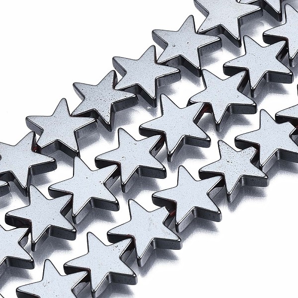 

PandaHall Non-magnetic Synthetic Hematite Beads Strands, Grade A, Star, Black, 10x10x2.5mm, Hole: 0.9mm, about 55pcs/strand, 16.14 inch...