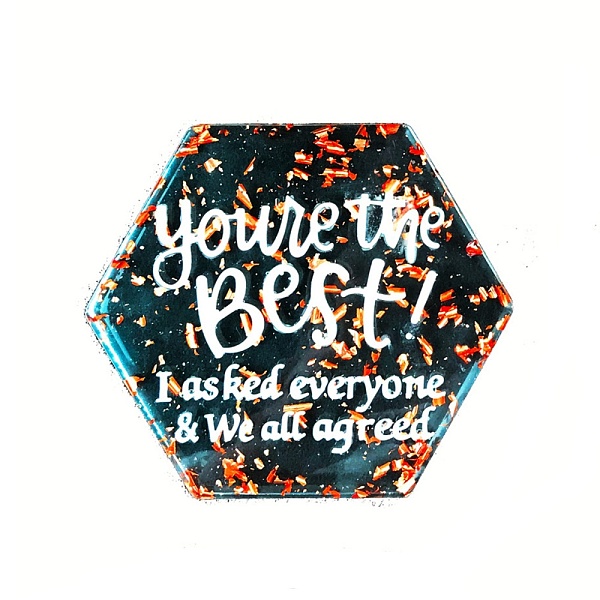 

PandaHall DIY Hexagon Cup Mat Silicone Molds, Resin Casting Molds, For UV Resin, Epoxy Resin Craft Making, with Inspiring Word you're the..., White
