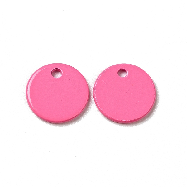 

PandaHall Spray Painted 201 Stainless Steel Charms, Flat Round Charms, Hot Pink, 8.5x1mm, Hole: 1mm 201 Stainless Steel Flat Round