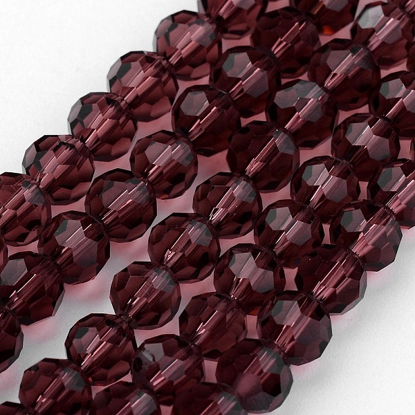 

PandaHall Transparent Glass Bead Strands, Imitate Austrian Crystal, Faceted(32 Facets), Round, Purple, 6mm, Hole: 1mm, about 96~98pcs/strand...