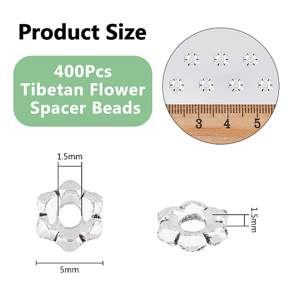 Dicosmetic 400 Uds. Cuentas Espaciadoras De Flores De Aleación De Estilo Tibetano