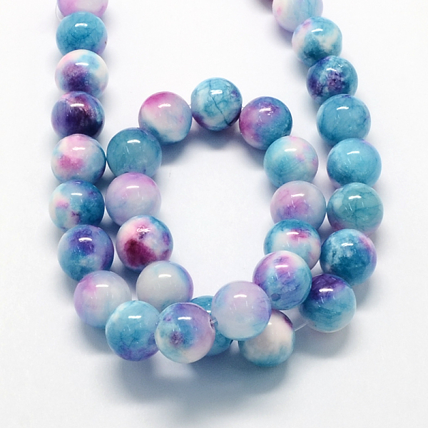 

PandaHall Natural Dyed Persian Jade Gemstone Bead Strands, Round, Deep Sky Blue, 8mm, Hole: 1mm, about 50pcs/strand, 15.7 inch Persian Jade...