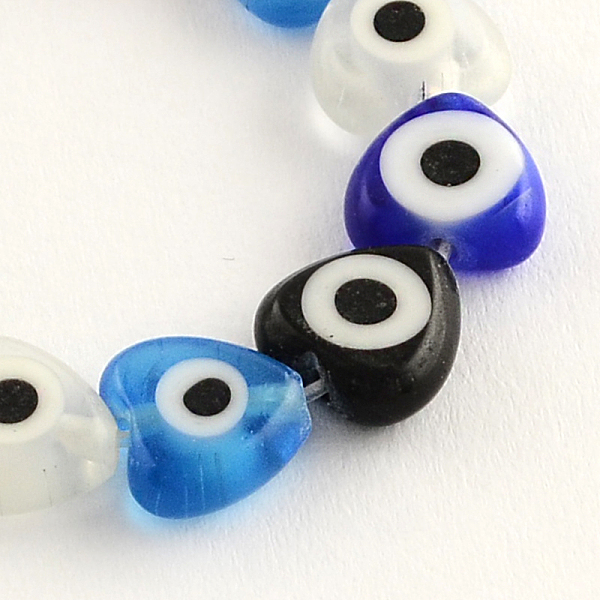 

PandaHall Heart Handmade Evil Eye Lampwork Beads Strands, Mixed Color, 8x8x3mm, Hole: 1mm, about 48pcs/strand, 13.7 inch Lampwork Evil Eye..., Multicolor