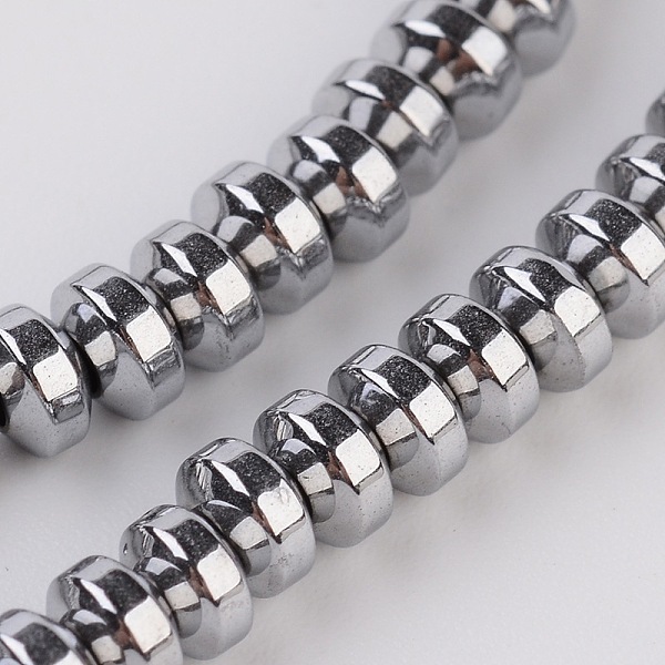 

PandaHall Rondelle Electroplate Non-magnetic Synthetic Hematite Beads Strands, Platinum Plated, 4x2.5mm, Hole: 1mm, about 159pcs/strand...