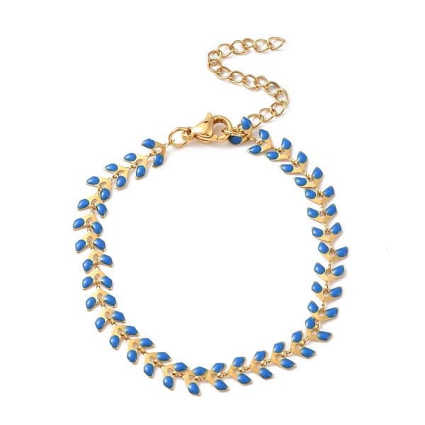 

PandaHall Enamel Ear of Wheat Link Chains Bracelet, Vacuum Plating 304 Stainless Steel Jewelry for Women, Mixed Color, 6-7/8 inch(17.6cm)..., Multicolor
