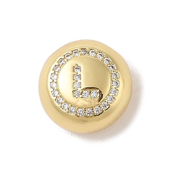 

PandaHall Rack Plating Brass & Cubic Zirconia Pendants, Cadmium Free & Lead Free, Long-Lasting Plated, Flat Round with Letter, Letter L..., Clear