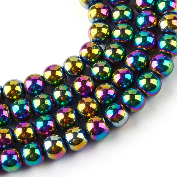 

PandaHall Electroplate Transparent Glass Beads Strands, Round, Multi-color Plated, 4x4.5mm, Hole: 1mm, about 200pcs/strand, 30.7 inch Glass...