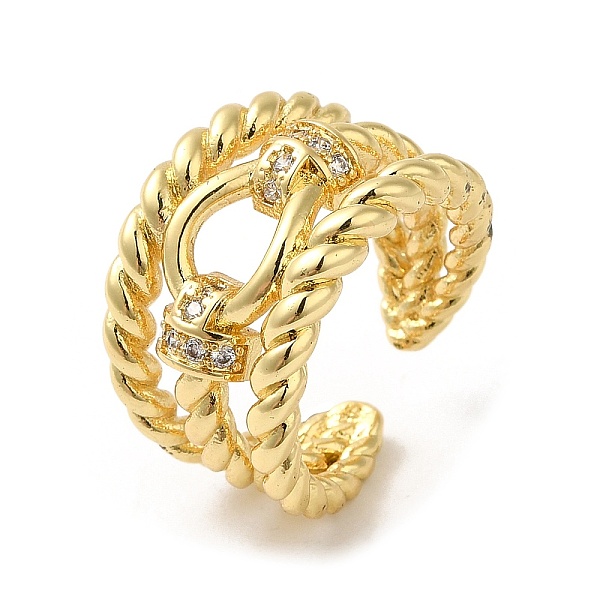 

PandaHall Rack Plating Real 18K Gold Plated Brass Hollow Open Cuff Rings, with Cubic Zirconia, Long-Lasting Plated, Lead Free & Cadmium Free..., Clear