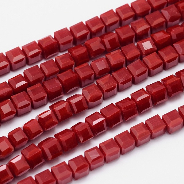

PandaHall Faceted Cube Glass Bead Strands, Red, 2x2x2mm, Hole: 0.5mm, about 200pcs/strand, 15.7 inch Glass Cube Red