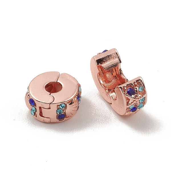 

PandaHall Alloy European Clasps, with Colorful Rhinestone, Flat Round, Rose Gold, 11x5.5mm, Hole: 3.2mm Alloy+Rhinestone Flat Round..., Multicolor