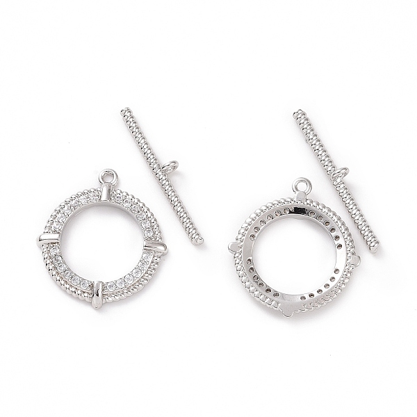 

PandaHall Brass Micro Pave Clear Cubic Zirconia Toggle Clasps, Ring, Platinum, Bar: 24x4x2mm, Hole: 1.4mm, Ring: 22x19.5x2mm, hole: 1.2mm...