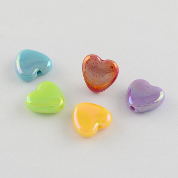 

PandaHall AB Color Plated Acrylic Beads, Heart, Mixed Color, 13x13x5mm, Hole: 2mm, about 810pcs/500g Acrylic Heart Multicolor