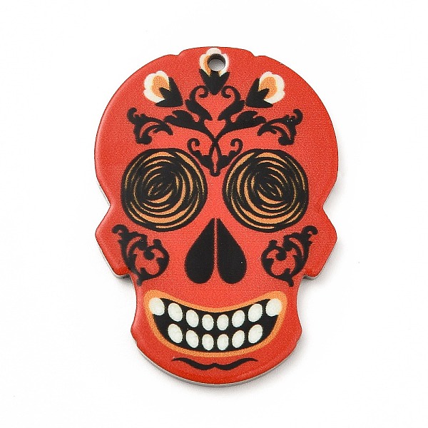 

PandaHall Printed 201 Stainless Steel Sugar Skull Pendants, Cinco de Mayo Charm, Orange Red, 40.5x28x2mm, Hole: 2mm 201 Stainless Steel...