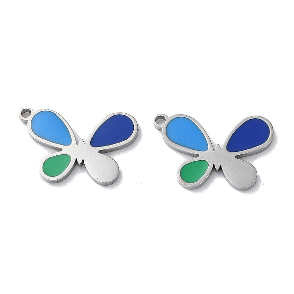 

PandaHall 304 Stainless Steel Pendants, with Enamel, Butterfly Charm, Stainless Steel Color, 11x17x1.5mm, Hole: 1.2mm Stainless Steel+Enamel...