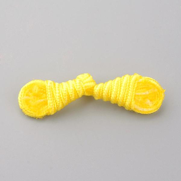 

PandaHall Handmade Chinese Frogs Knots Buttons Sets, Polyester Button, Loquat, Yellow, 60~65x14~15x5~6mm Polyester Fruit Yellow