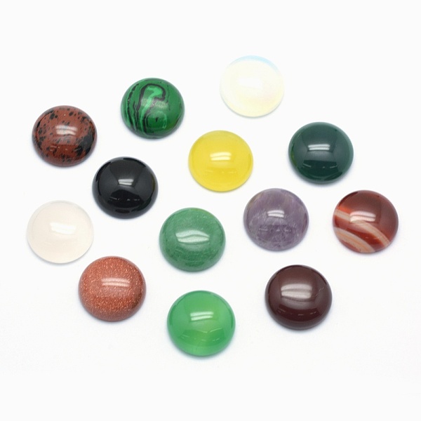 

PandaHall Natural & Synthetic Mixed Stone Cabochons, Flat Round, 16x6mm Mixed Stone Flat Round