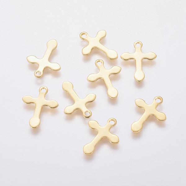 

PandaHall 304 Stainless Steel Pendants, Cross, Real 24k Gold Plated, 16x12x0.8mm, Hole: 1.5mm 304 Stainless Steel Cross
