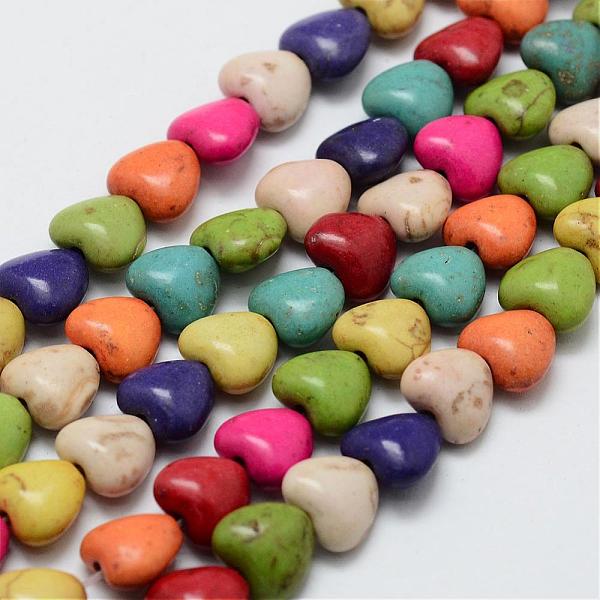 

PandaHall Synthetic Magnesite Bead Strands, Dyed, Heart, Colorful, 8x7x4.5mm, Hole: 1mm, about 52pcs/strand, about 15 inch Magnesite Heart