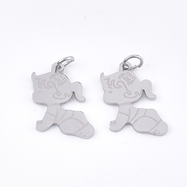 

PandaHall 201 Stainless Steel Pendants, with Unsoldered Jump Rings, Baby Girl, Stainless Steel Color, 17.5x13x1mm, Hole: 3mm, Jump Ring...