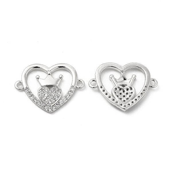 

PandaHall Brass Micro Pave Clear Cubic Zirconia Connector Charms, Heart Links with Crown, Platinum, 17x22.5x2.5mm, Hole: 1.4mm Brass+Cubic...