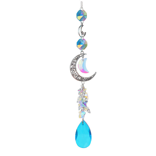 

PandaHall Glass Moon Hanging Suncatcher Pendant Decoration, Teardrop Crystal Ceiling Chandelier Ball Prism Pendants, with Alloy & Iron...