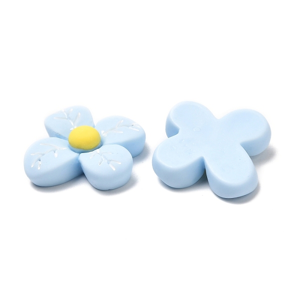 

PandaHall Opaque Resin Cabochons Accessories, Flower, Light Sky Blue, 19x18.5x5.5mm Resin Flower