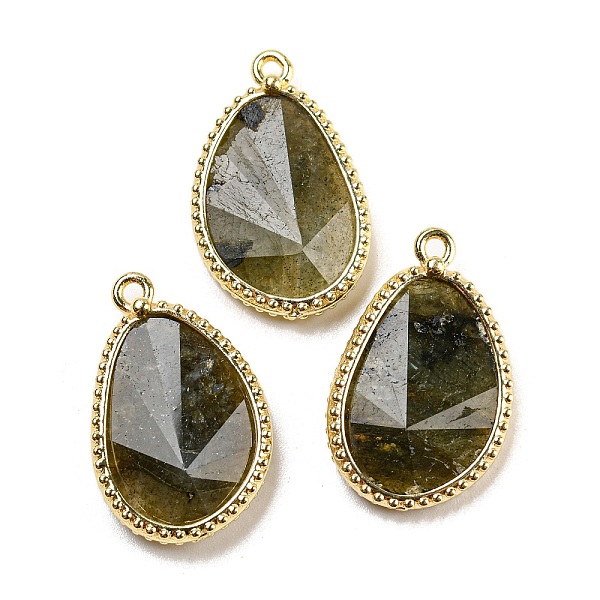

PandaHall Natural Labradorite Faceted Pendants, Rack Plating Golden Plated Brass Teardrop Charms, 23x15x4~4.5mm, Hole: 1.4mm Labradorite...