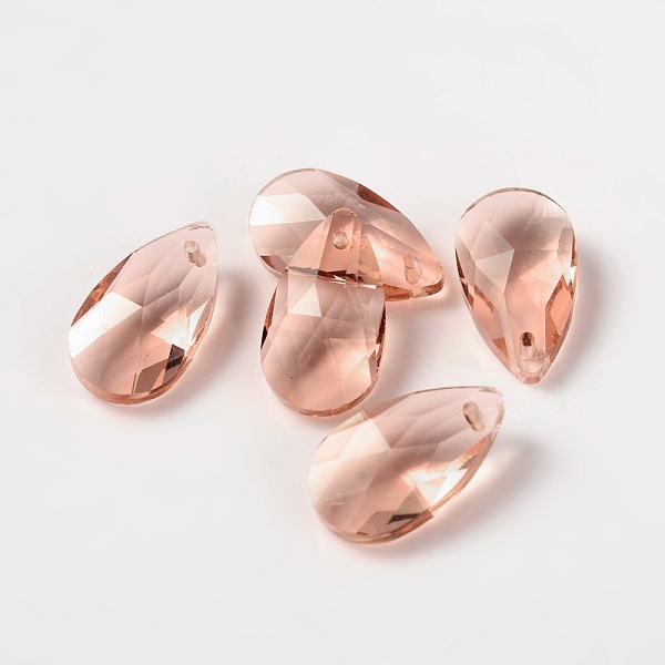 

PandaHall Faceted Teardrop Glass Pendants, Light Salmon, 16x9x6mm, Hole: 1mm Glass Teardrop Red