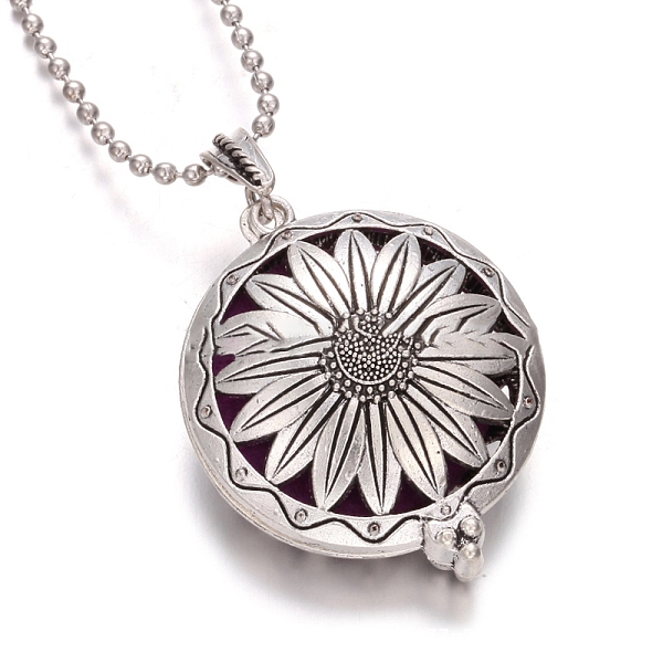 

PandaHall Antique Silver Alloy Magnetic Locket Necklaces, Aromatherapy Cotton Sheet Inside Perfume Bottle Necklaces, Flower, 31.50 inch...