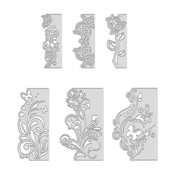 

PandaHall Carbon Steel Cutting Dies Stencils, for DIY Leather Making, Matte Platinum Color, 6pcs/set Carbon Steel
