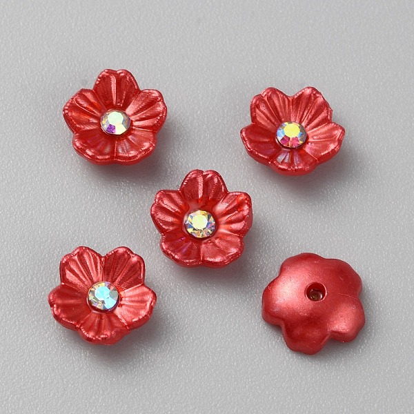 

PandaHall Opaque Resin Pave Rhinestone Cabochons, Flower, Red, 8x8x3mm Resin Flower Red