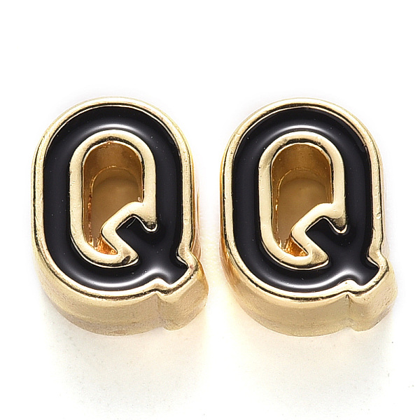 

PandaHall Rack Plating Alloy Enamel Beads, Cadmium Free & Nickel Free & Lead Free, Light Gold, Black, Letter.Q, Q: 10x7.5x5mm, Hole: 1.6mm...