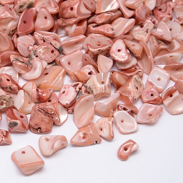 PandaHall Dyed Natural Freshwater Shell Chips Beads, Shell Shards, Misty Rose, 9~12x6~15mm, Hole: 1mm, about 900pcs/500g Freshwater Shell...