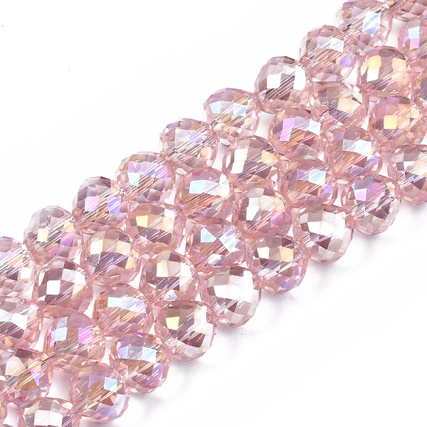 

PandaHall Transparent Glass Beads Strands, Faceted, AB Color Plated, Teardrop, Pink, 8x8mm, Hole: 1.5mm, about 69~71pcs/strand, 20.67...
